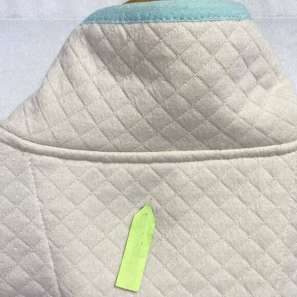 JNY-JONES NEW YORK Quilted Pullover Snap Mock Neck Sweatshirt Women Small Cream - Picture 2 of 16